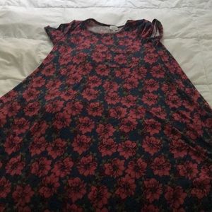 Medium Lularoe Carly blue and pink floral print